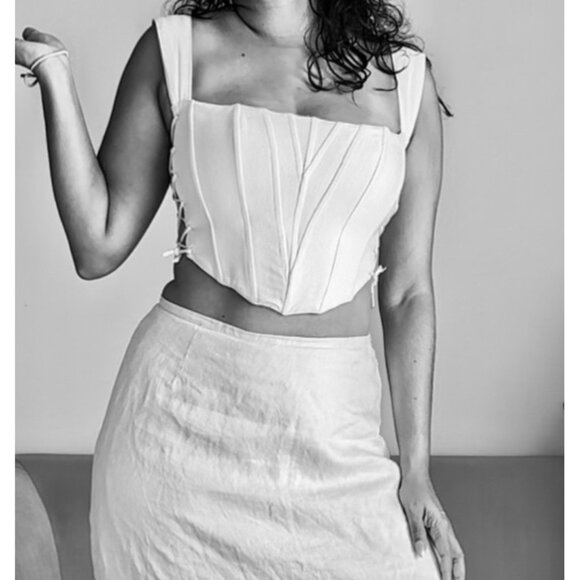 Danielle Guizio Classic Fitted Corset Vanilla Ice  Side Closure S - Picture 1 of 12